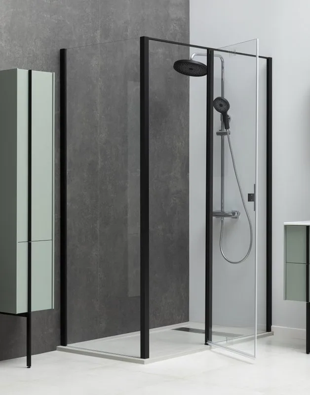 Душевой уголок Allen Brau Priority 140x90, профиль черный браш, стекло прозрачное Sancos — официальный сайт