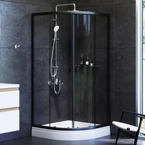 Душевой уголок AM.PM X-Joy Twin Slide W88E-205-090BT64 90x90, с поддоном, профиль черный Sancos — Оригинал