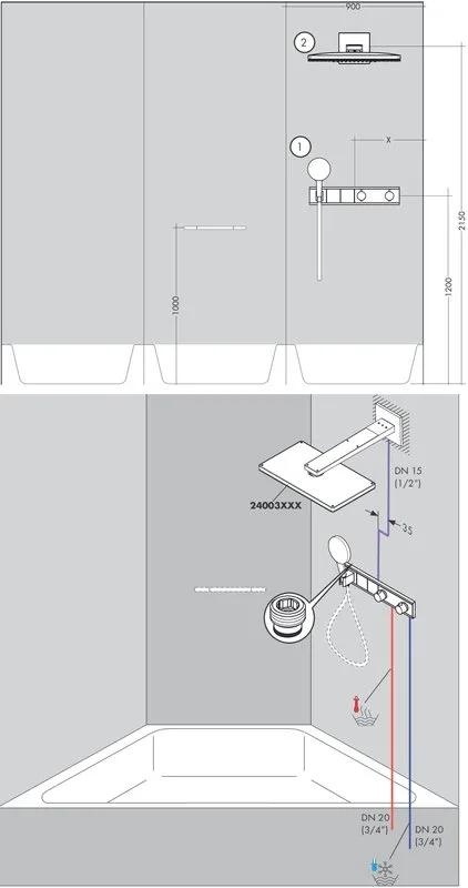 Термостатический смеситель встраиваемый Hansgrohe RainSelect 15355400, для душа, матовый белый, хром Sancos — официальный сайт