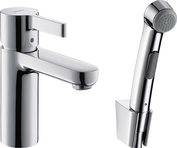 Смеситель для раковины Hansgrohe Metris S 31160000 с гигиеническим душем Sancos — Оригинал