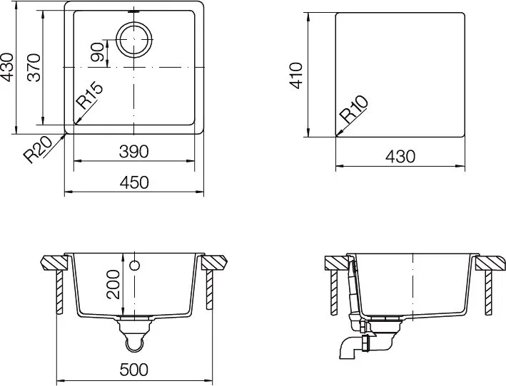 Мойка кухонная Schock Quadro 50 Cristalite баварский камень Sancos — официальный сайт