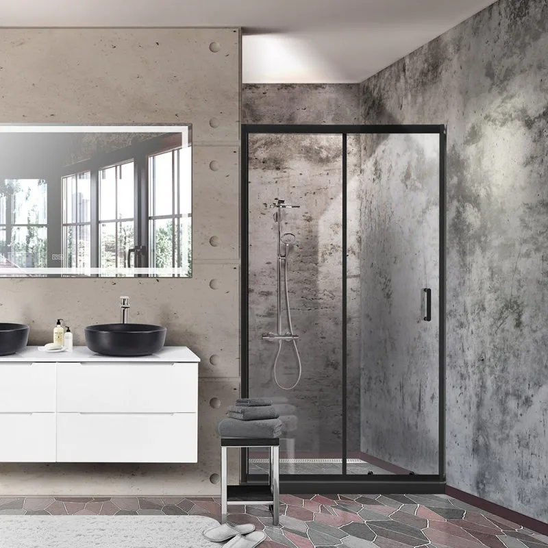 Душевая дверь в нишу BelBagno Uno -195 BF 1 140 C Nero профиль черный, стекло прозрачное Sancos — официальный сайт