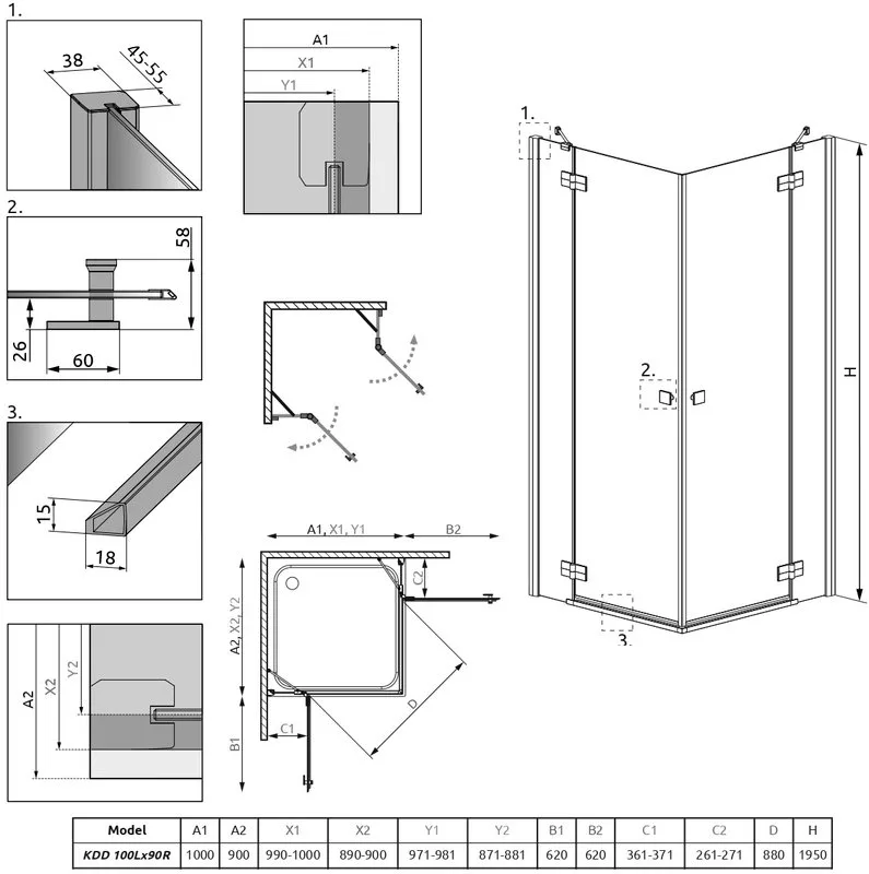 Душевой уголок Radaway Almatea KDD 100x90 Sancos — официальный сайт