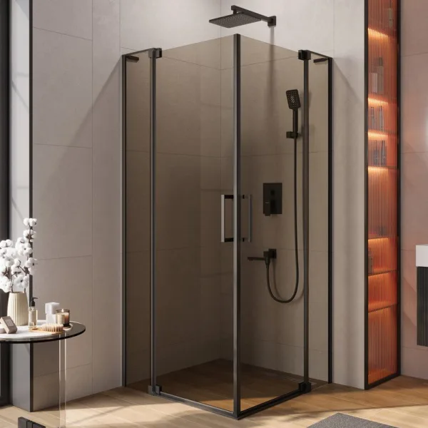 Душевой уголок Cezares Slider AH 2 90/100-100/110 BR Nero профиль черный, стекло бронза Sancos — Оригинал