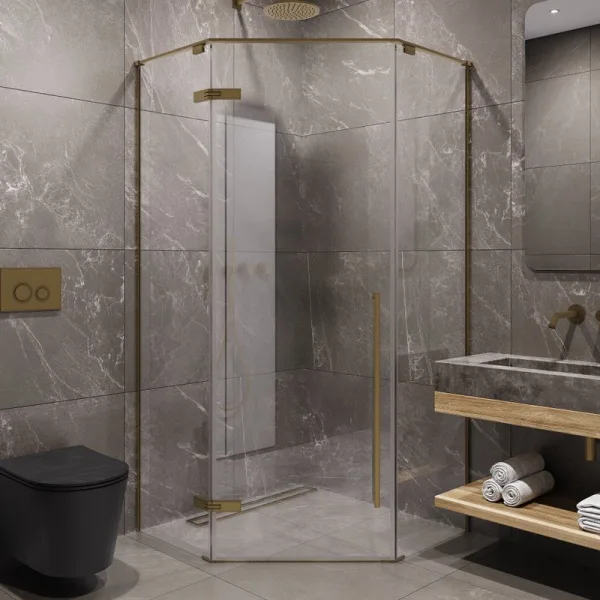 Душевой уголок Timo TTSSP-100/17C-8 100x100 см, профиль матовое золото, стекло прозрачное Sancos — Оригинал