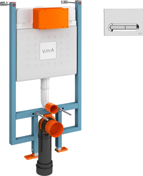 Система инсталляции для унитазов VitrA V-Fix Core 738-5800-01, с кнопкой смыва Loop 740-0780 хром Sancos — Оригинал