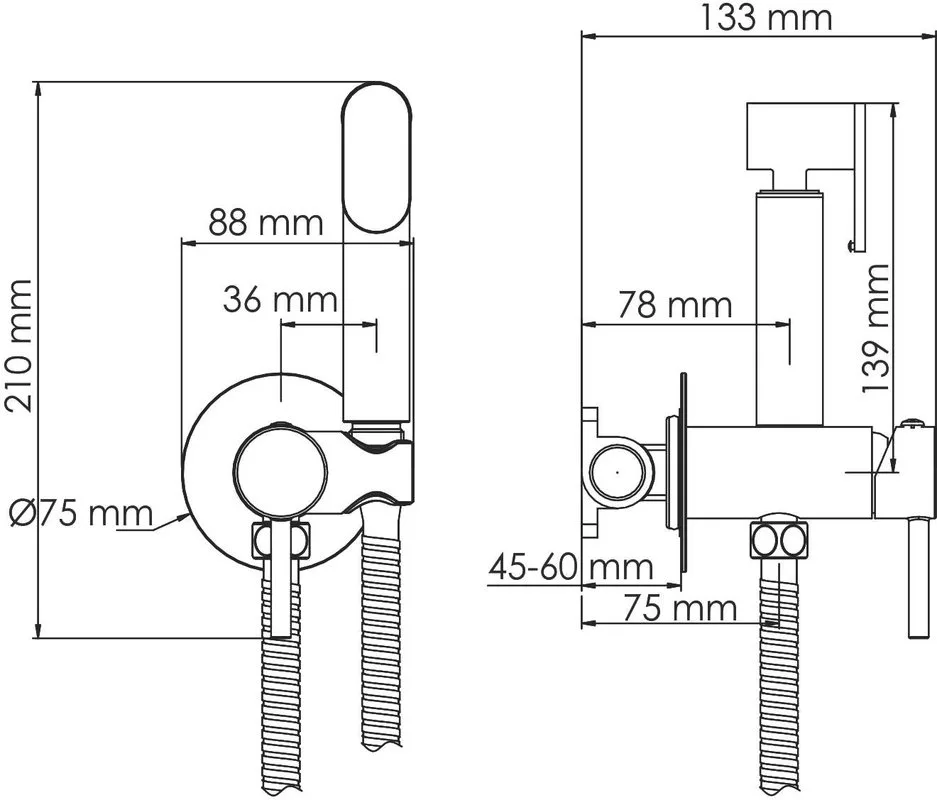Гигиенический душ Wasserkraft Sauer A70738 со смесителем, С ВНУТРЕННЕЙ ЧАСТЬЮ, глянцевое золото PVD Sancos — официальный сайт