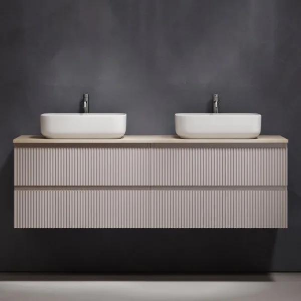 Тумба с раковиной Sancos Snob R 160 doha soft, столешница бежевая TT160A2X, раковина CN5043 Sancos — Оригинал