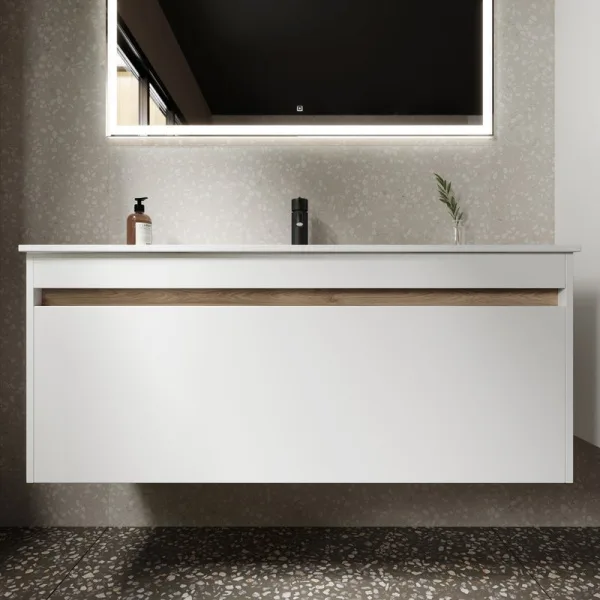Тумба с раковиной Sancos Smart 120 см белый глянец Sancos — Оригинал