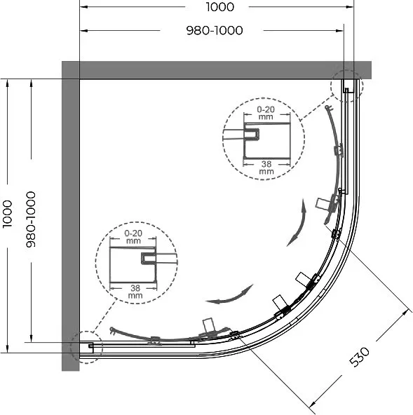Душевой уголок Cezares Relax RELAX-304-R-2-100-C-BORO 100x100, профиль брашированное золото Sancos — официальный сайт