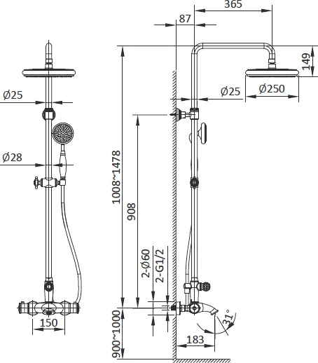 Душевая стойка AltroBagno Beatrice 030406 Cr, хром Sancos — официальный сайт
