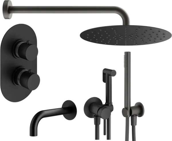 Комплект для ванной Plumberia Selection Ixo KITZXOT19NO260 С ВНУТРЕННЕЙ ЧАСТЬЮ, черный матовый Sancos — Оригинал
