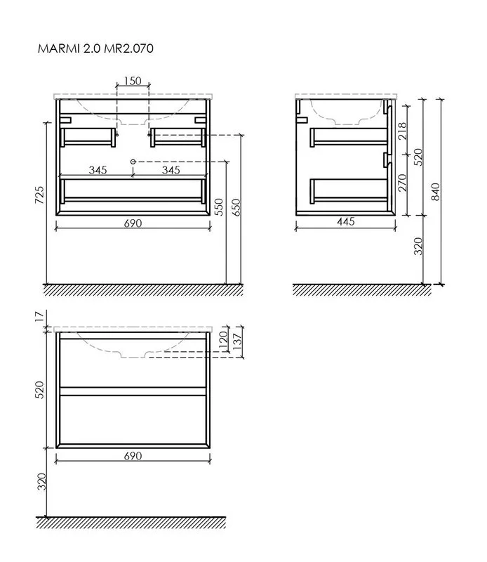 Тумба с раковиной Sancos Marmi 2.0 70 дуб чарльстон, раковина CN7007 Sancos — официальный сайт