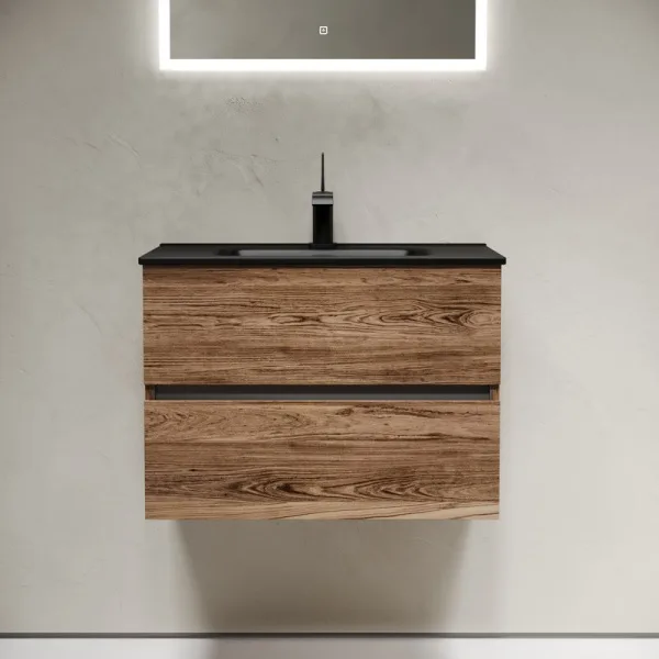 Тумба с раковиной Sancos Urban 70 дуб чарльстон, черная раковина CN7007MB Sancos — Оригинал