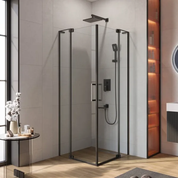 Душевой уголок Cezares Slider A 2 80/90 C Nero профиль черный, стекло прозрачное Sancos — Оригинал