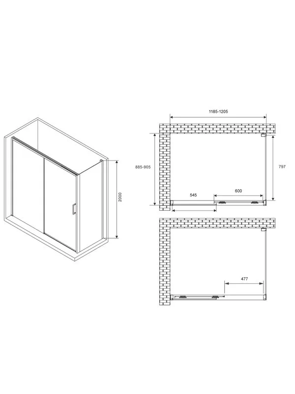 Душевой уголок Abber Komfort AG93120B-S92B 120х90 см, профиль черный, стекло прозрачное Sancos — официальный сайт