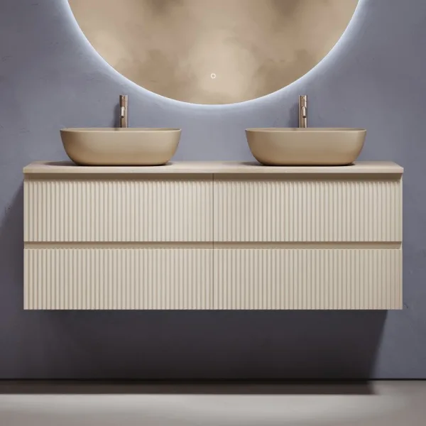 Тумба с раковиной Sancos Snob R 140 beige soft, столешница бежевая TT140A2X, раковина CN6009MC Sancos — Оригинал