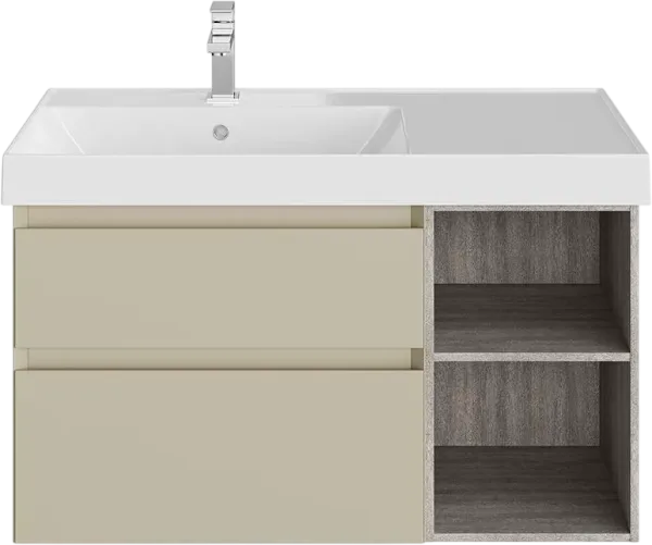 Тумба под раковину без столешницы KERAMA MARAZZI Cubo 90 левая, лимо матовая-древесная Sancos — Оригинал