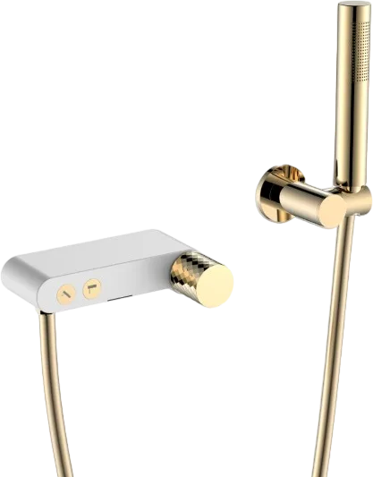 Смеситель для ванны с душем Boheme Stick 123-WG, white diamond gold Sancos — Оригинал