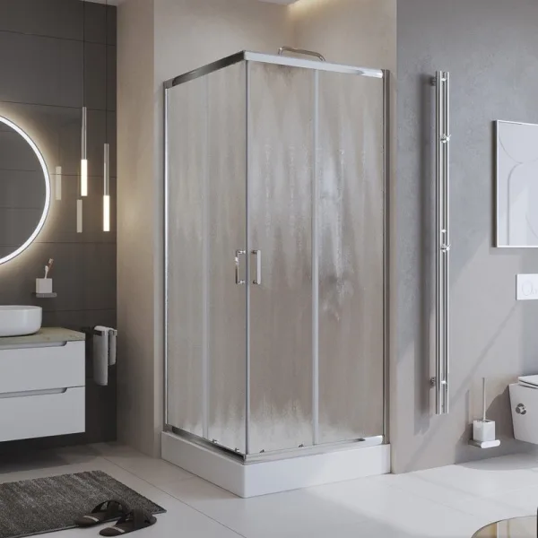 Душевой уголок BelBagno Uno UNO-195-A-2-90-CH-CR стекло рифленое Sancos — Оригинал