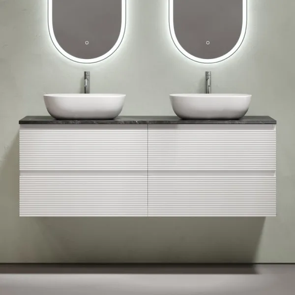 Тумба с раковиной Sancos Folk 140 bianco, столешница черный мрамор TT140A1X, раковина CN6009 Sancos — Оригинал