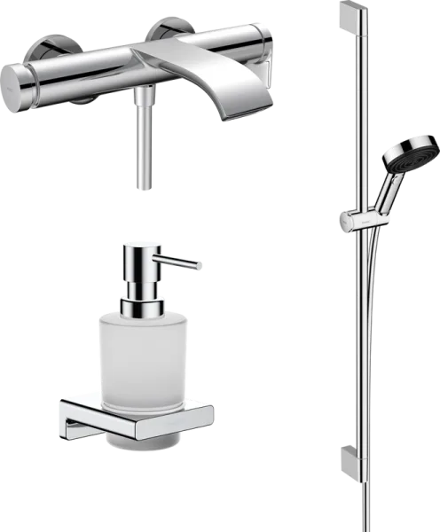 Смеситель для ванны с душем Hansgrohe Vivenis 75420000, + Душевой гарнитур 24170000 + Дозатор 417450 Sancos — Оригинал