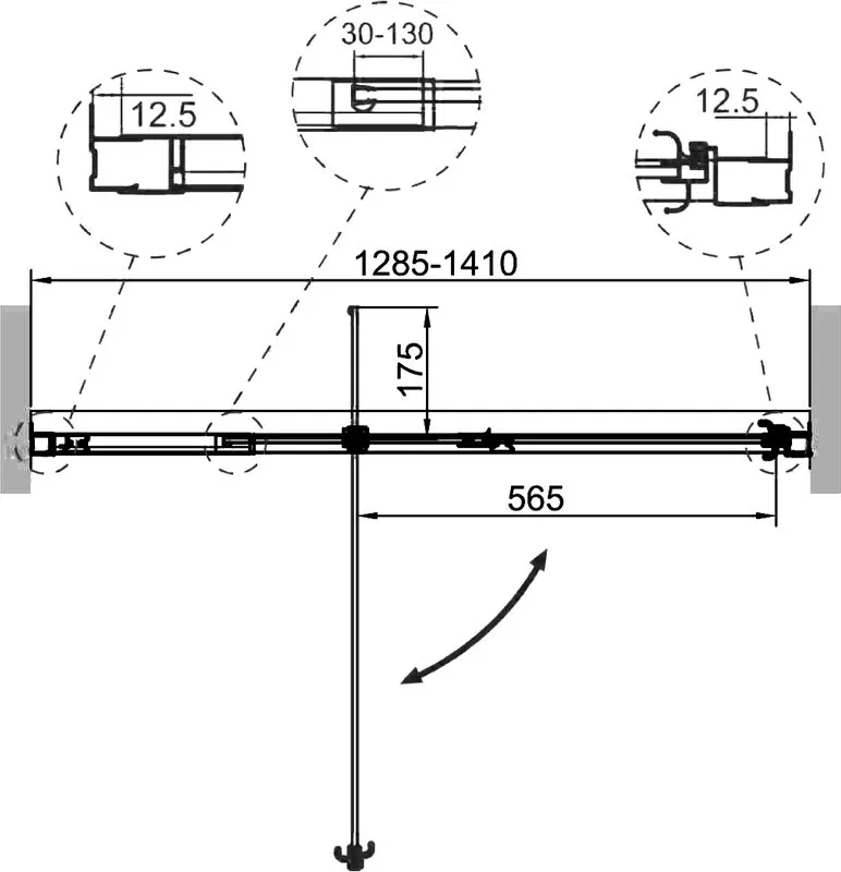 Душевая дверь в нишу Cezares Variante B 1 130/140 C Cr Sancos — официальный сайт