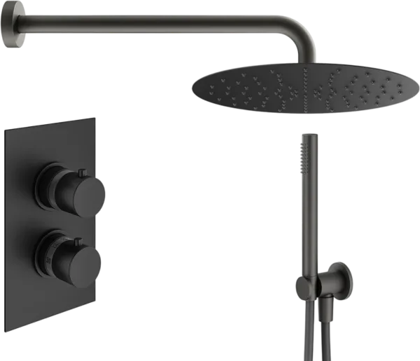 Душевой комплект Plumberia Selection Ixo KITXOT18QNO, С ВНУТРЕННЕЙ ЧАСТЬЮ, черный матовый Sancos — Оригинал