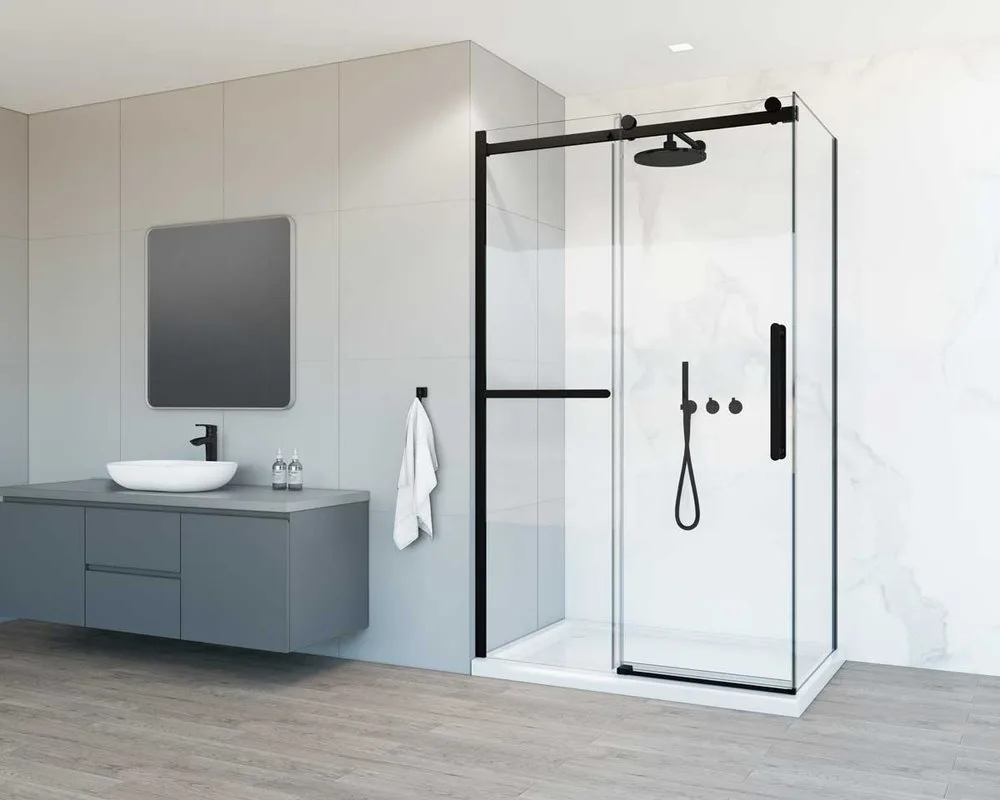 Душевой уголок Vincea Como Soft VSR-1CS1013CLB 130x100 см профиль черный, стекло прозрачное Sancos — официальный сайт