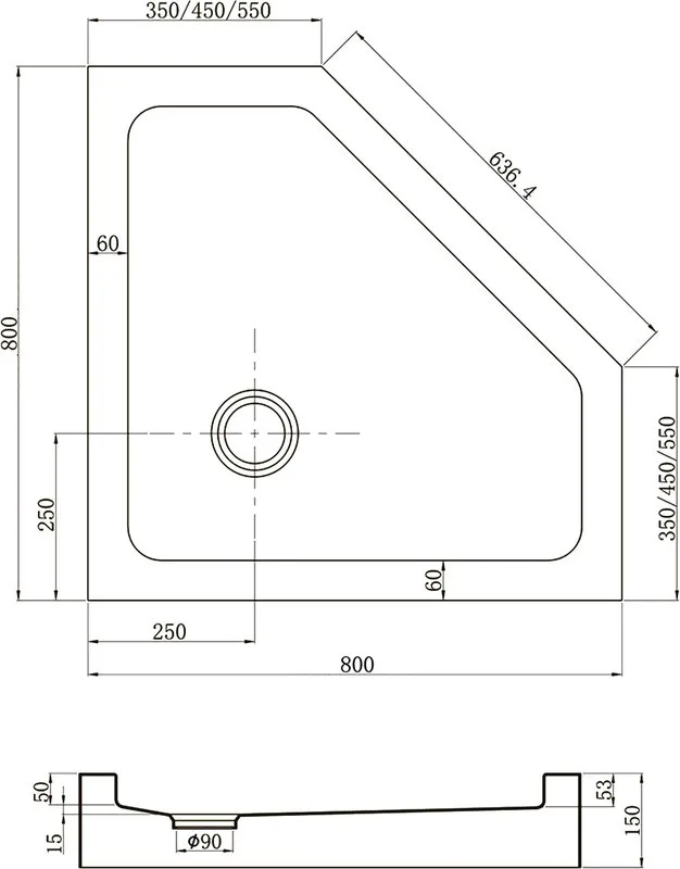 Поддон для душа Veconi Tezeo acrylic TZ-53B 80x80, черный Sancos — официальный сайт