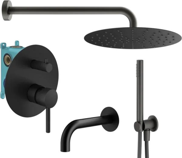 Душевой комплект Plumberia Selection Ixo KITXO19NO260, С ВНУТРЕННЕЙ ЧАСТЬЮ, черный матовый Sancos — Оригинал