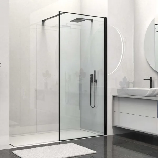 Душевая перегородка Walk-In VSW-1HS100CLB, 1000*2000, черный матовый, стекло прозрачное Sancos — Оригинал