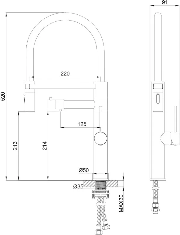 Смеситель для кухни Wonzon & Woghand WW-88458007-BN с гибким изливом, брашированный никель Sancos — официальный сайт