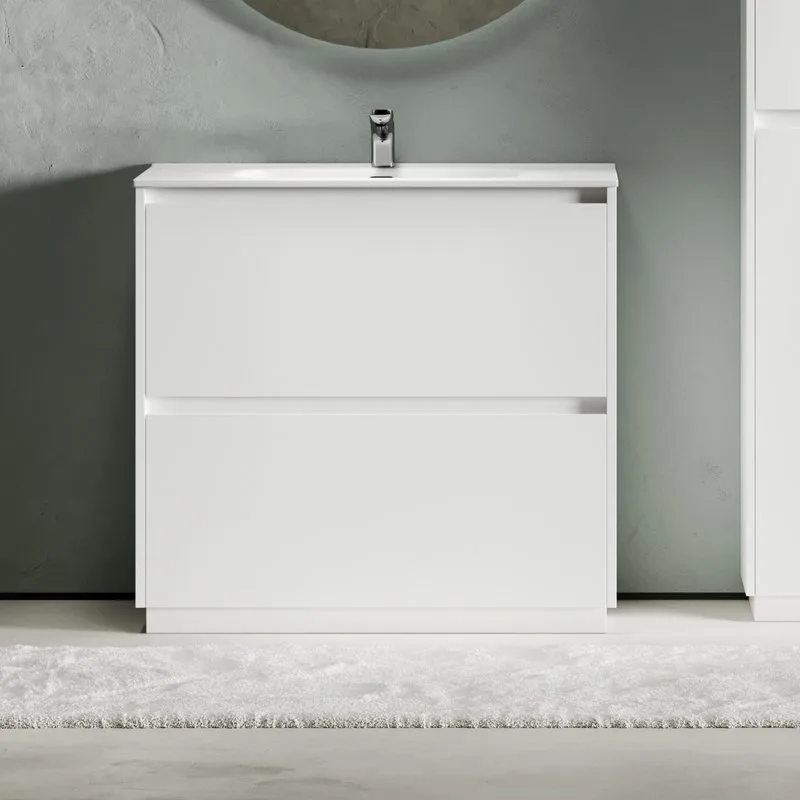 Тумба с раковиной Sancos Libra Floor 90 белый глянец, белая раковина CN7002 Sancos — официальный сайт