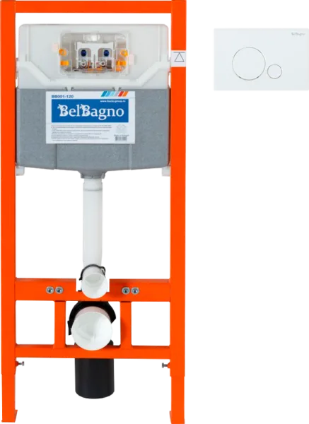 Комплект Инсталляция BelBagno BB001-120 + Кнопка Sfera BB014-SR-BIANCO белая Sancos — Оригинал