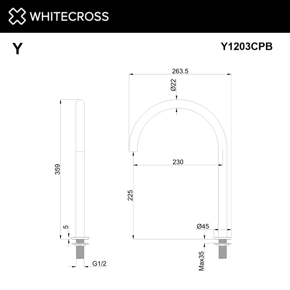 Излив WHITECROSS Y Y1203CPB брашированная медь Sancos — официальный сайт