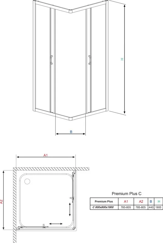 Душевой уголок Radaway Premium Plus C 80x190 стекло фабрик Sancos — официальный сайт