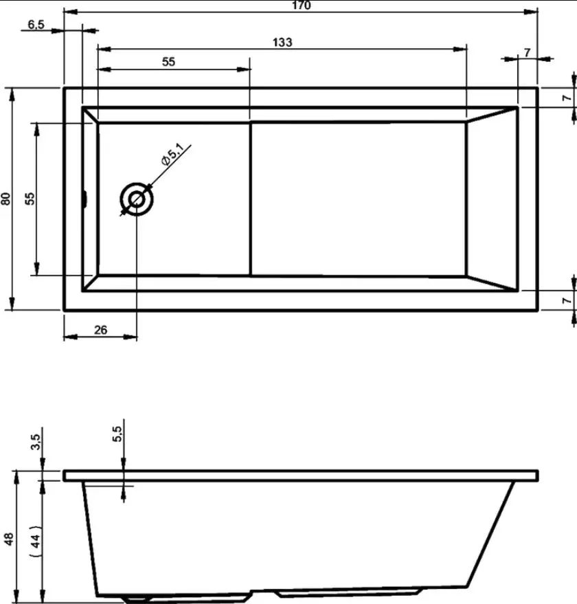 Акриловая ванна Riho Lusso Plus B006001005 без опоры 170x80 см, встраиваемая, белая Sancos — официальный сайт