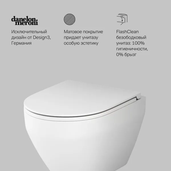 Унитаз подвесной AM.PM Spirit V2.0 FlashClean матовый белый Sancos — Оригинал