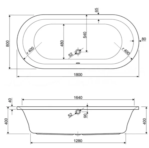 Акриловая ванна Cezares Metauro METAURO-Central-180-80-40-W-MATT 180x80 см, отдельностоящая, белая  Sancos — официальный сайт