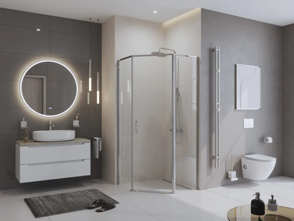 Душевой уголок BelBagno Uno 195 P 1 90 C Cr стекло прозрачное Sancos — официальный сайт