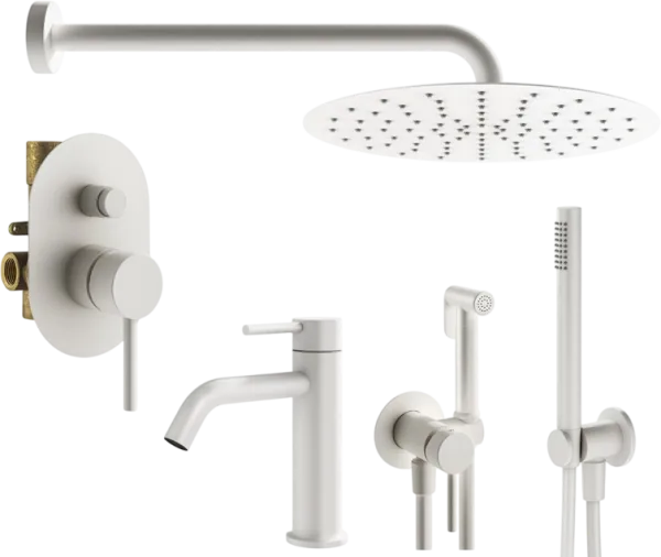 Комплект для ванной Plumberia Selection Ixo KITZXO15BO53 С ВНУТРЕННЕЙ ЧАСТЬЮ, белый матовый Sancos — Оригинал