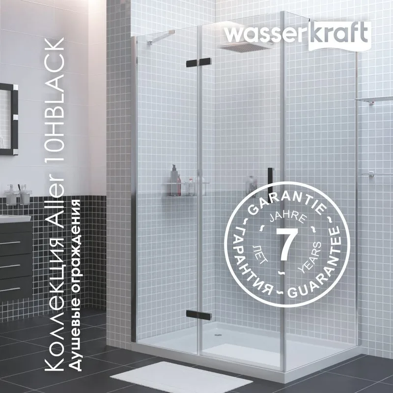 Душевой уголок Wasserkraft Aller 10H10RB black matt, 120x100 см Sancos — официальный сайт