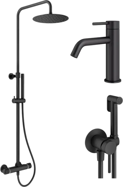 Комплект для ванной Plumberia Selection Ixo KITZXO6302NO53 черный матовый Sancos — Оригинал