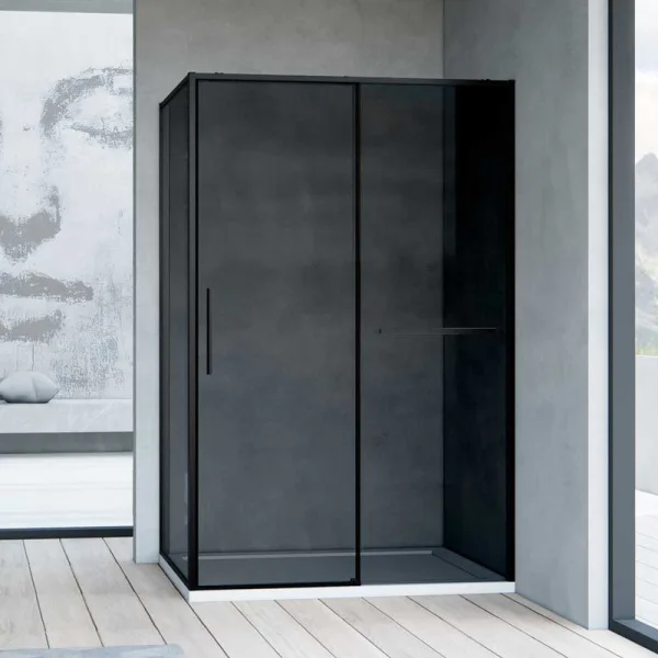 Душевой уголок Vincea Slim Soft VSR-1SS9012CGB 120x90, профиль черный, стекло тонированное Sancos — Оригинал