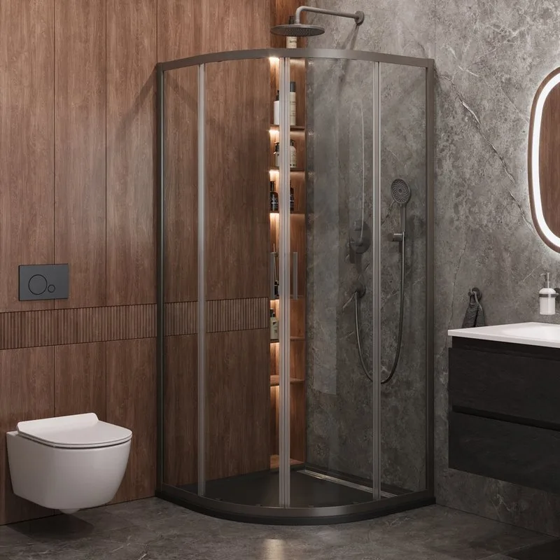Душевой уголок Cezares Molveno R 2 90 C GM IV 90х90 см, профиль оружейная сталь, стекло прозрачное Sancos — официальный сайт
