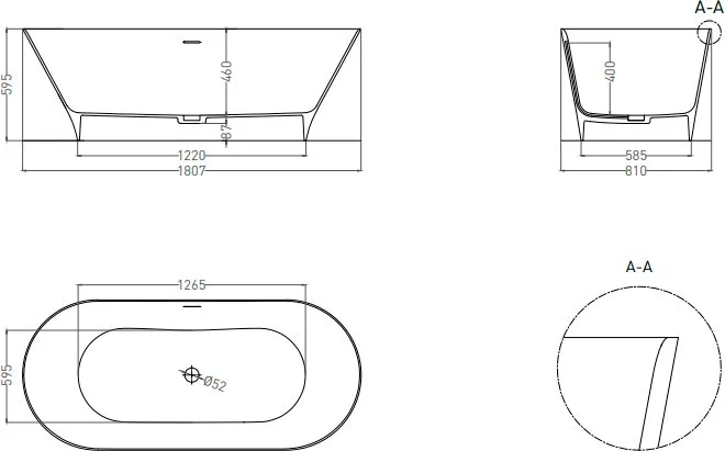 Ванна из искусственного камня Salini Mona S-Sense 180x80 см, отдельностоящая, белая, овальная, со сл Sancos — официальный сайт
