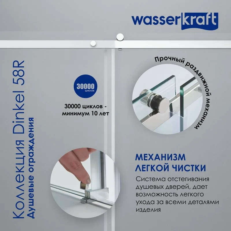 Душевая дверь в нишу Wasserkraft Dinkel 58R30 130 см Sancos — официальный сайт
