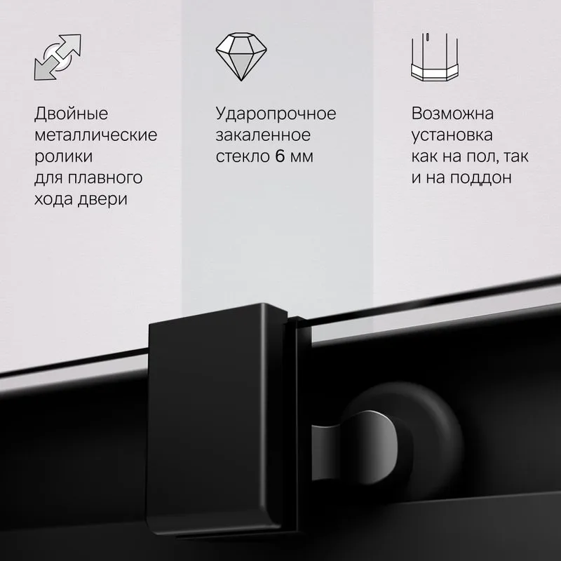 Душевой уголок AM.PM Func W84G-403-12090-BТ 120х90 см, профиль черный матовый Sancos — официальный сайт