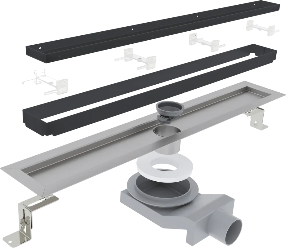Душевой трап (лоток) Plumberia Selection PST In-Tile 80 см, черный матовый Sancos — официальный сайт